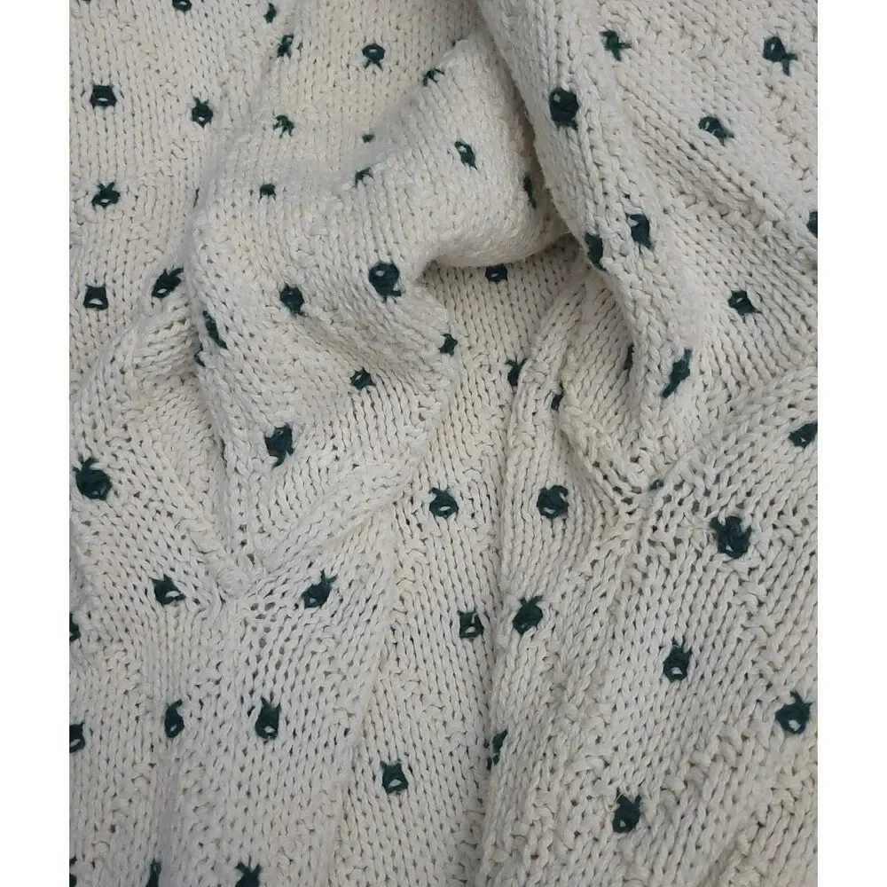 VTG Eddie Bauer Mens Outdoor Outfitter Cotton‎ Knit Sweater M Cream Green USA - Picture 4 of 8
